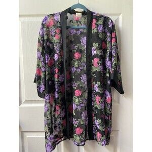 Vintage Designer Lida Camputo Semi Sheer Floral Shrug Womens Large Made in USA